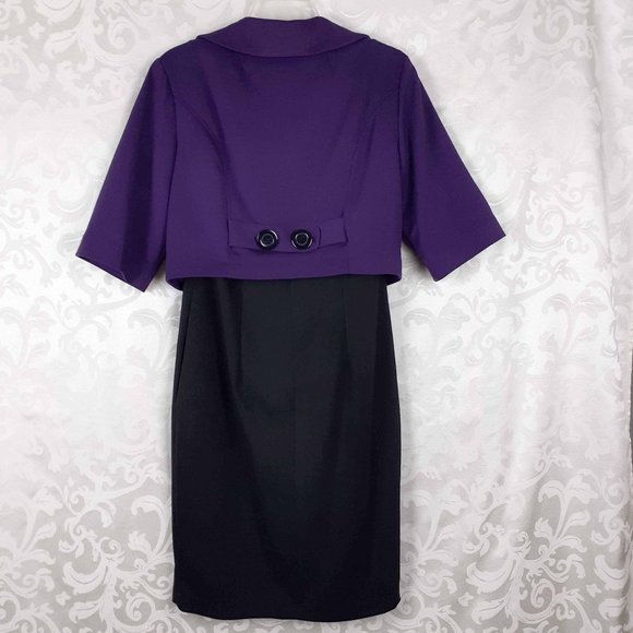 Robbie Bee Dress with Blazer Suit Set, Size 10. Black Purple. 50s Pin Up Retro - Picture 3 of 16